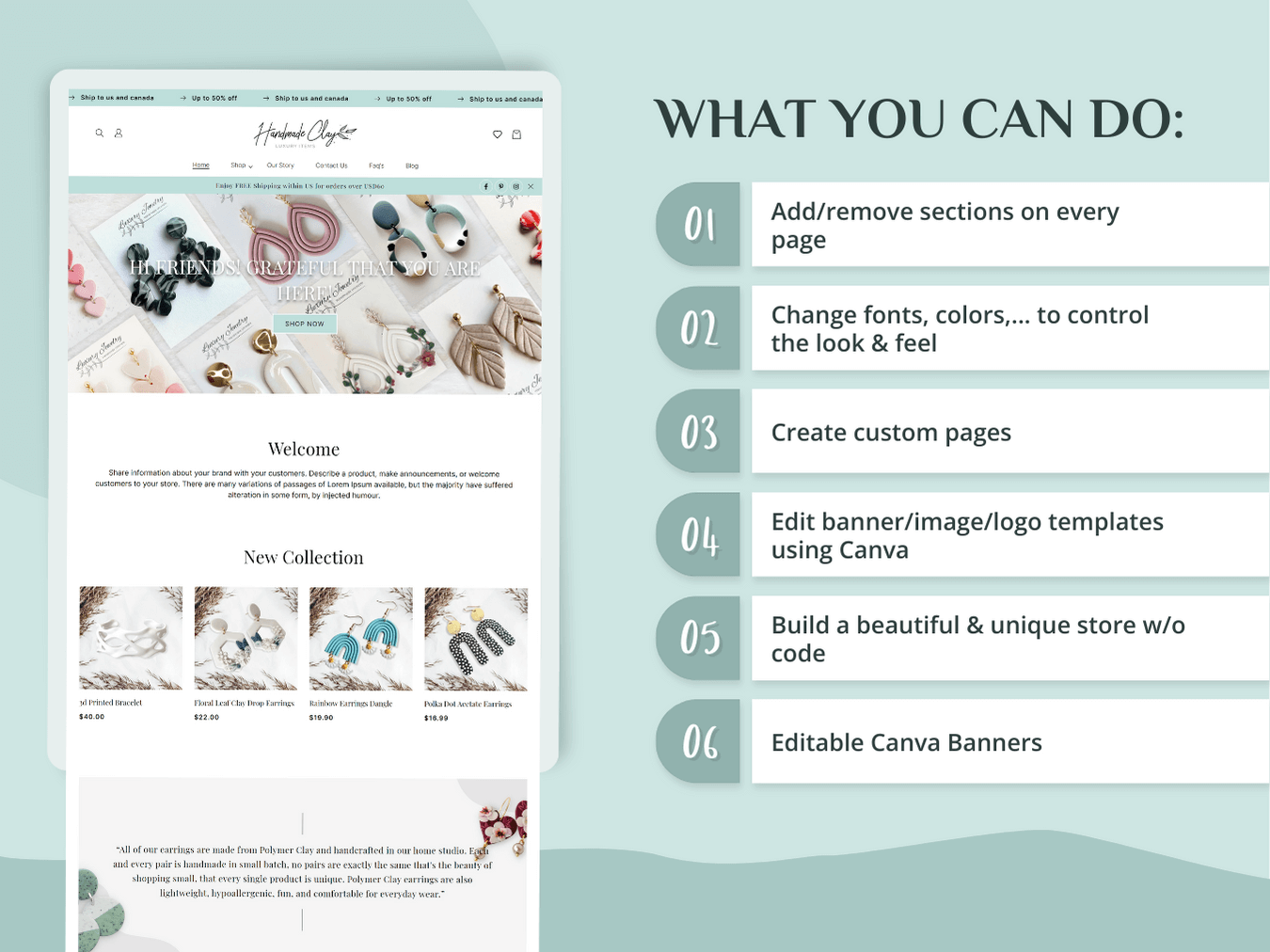 Handmade Clay - Shopify Jewelry Template For Handmade | Shopify 2.0 Template